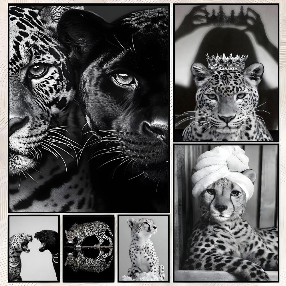 Luxury Lifestyle Wallpaper - Póster de leopardo en blanco y