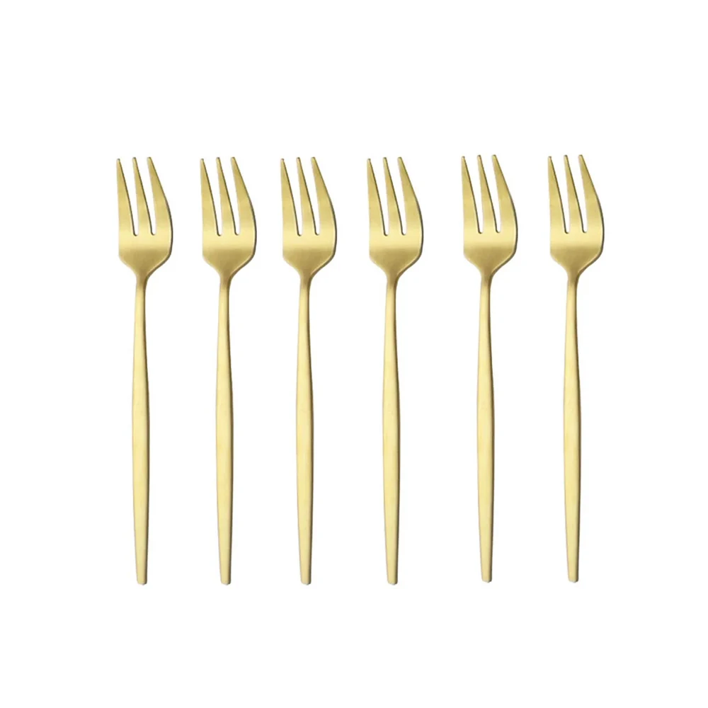 Gold Plated Cutlery - Tenedores de fruta para pastel mate