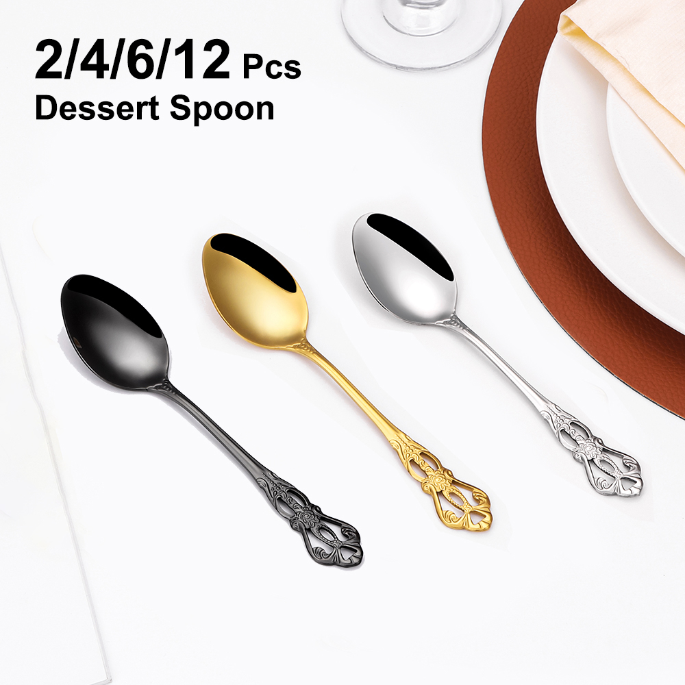 Gold Plated Cutlery - Juego de cucharas de postre doradas