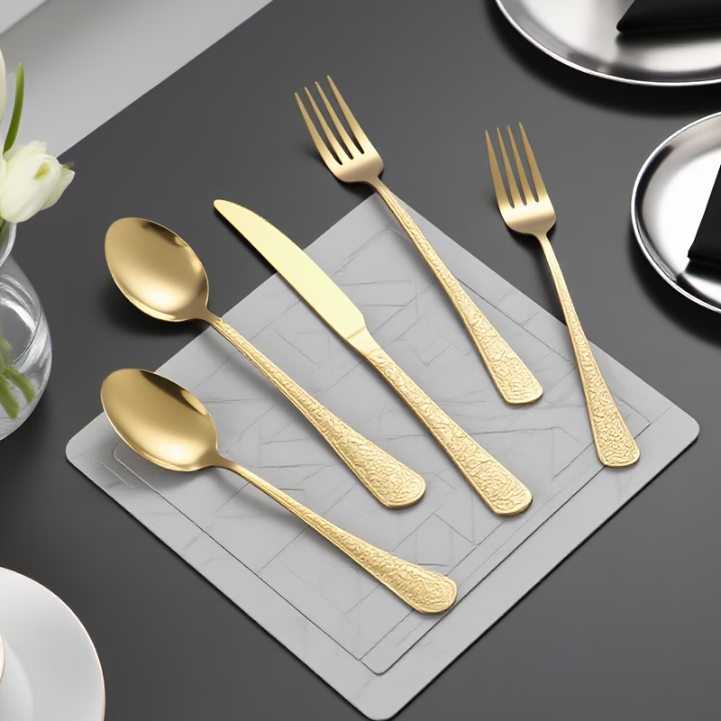 Juego de cubiertos de acero in - Gold Plated Cutlery reseña y precio