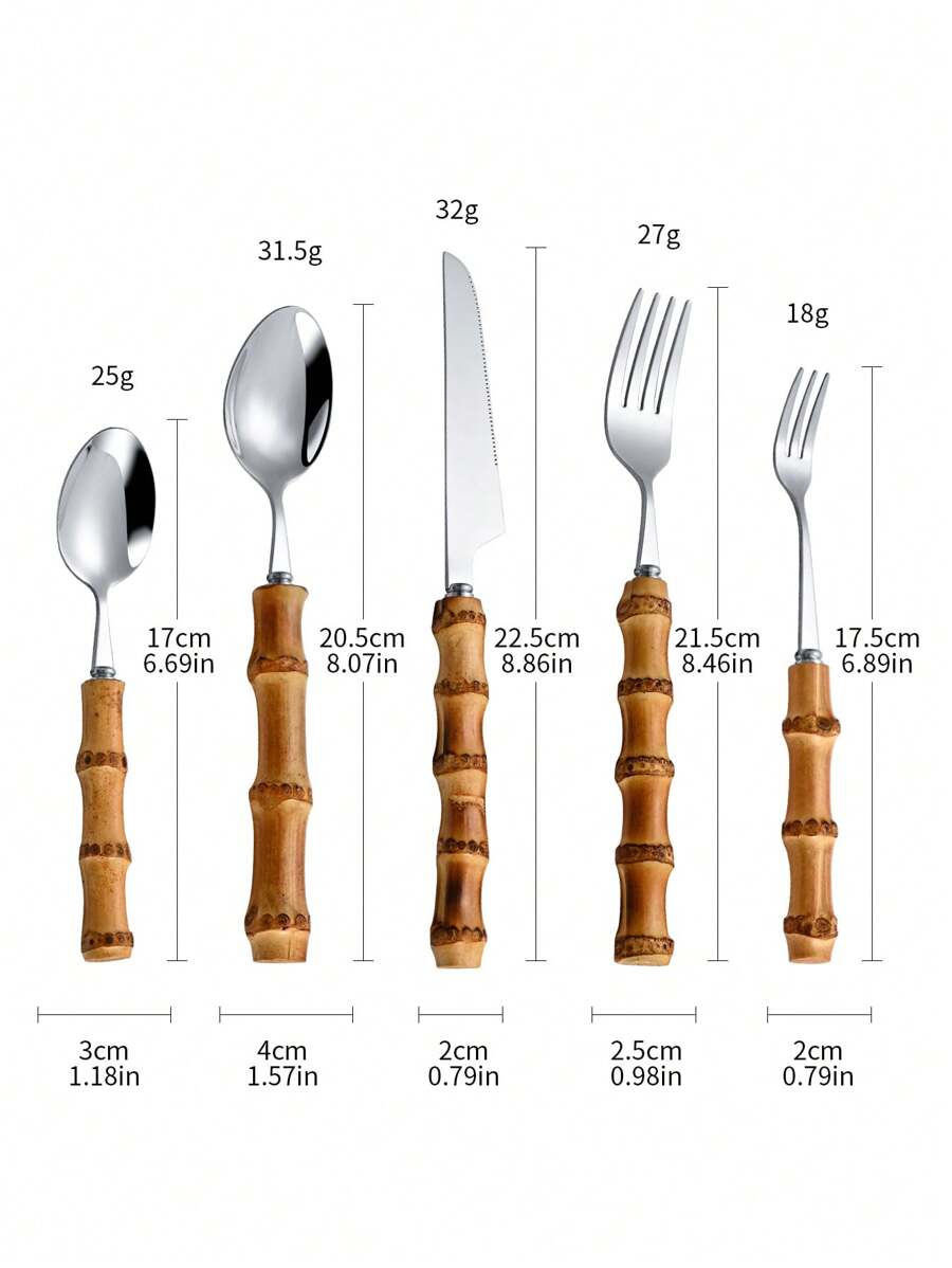 Juego de cubiertos de acero in - Bamboo Cutlery Set reseña y precio