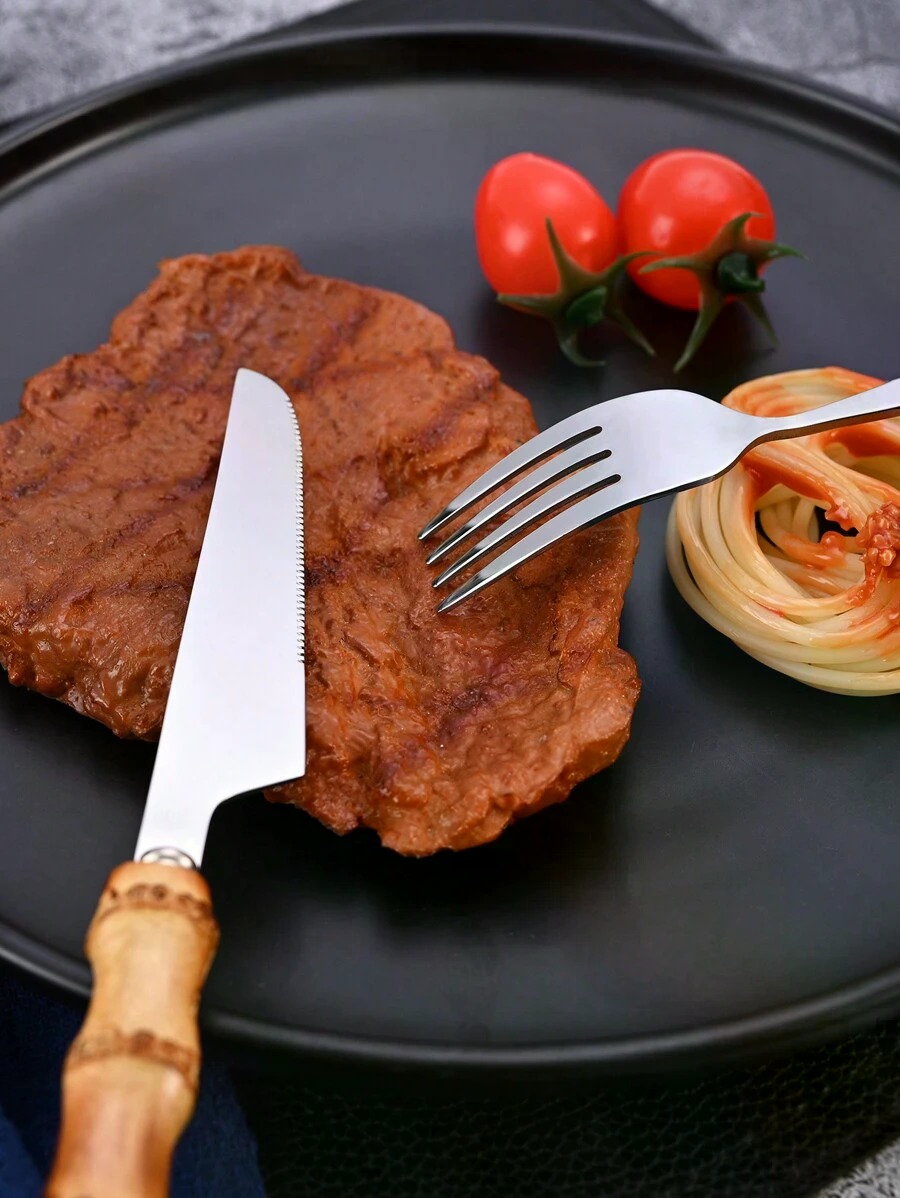 Juego de cubiertos de acero in - Bamboo Cutlery Set reseña y precio