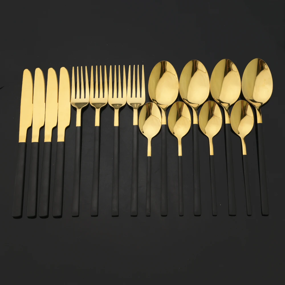 Juego de cubiertos de oro negr - Gold Plated Cutlery reseña y precio
