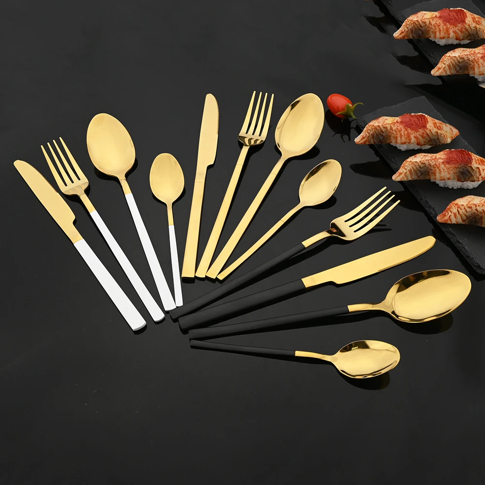 Juego de cubiertos de oro negr - Gold Plated Cutlery reseña y precio
