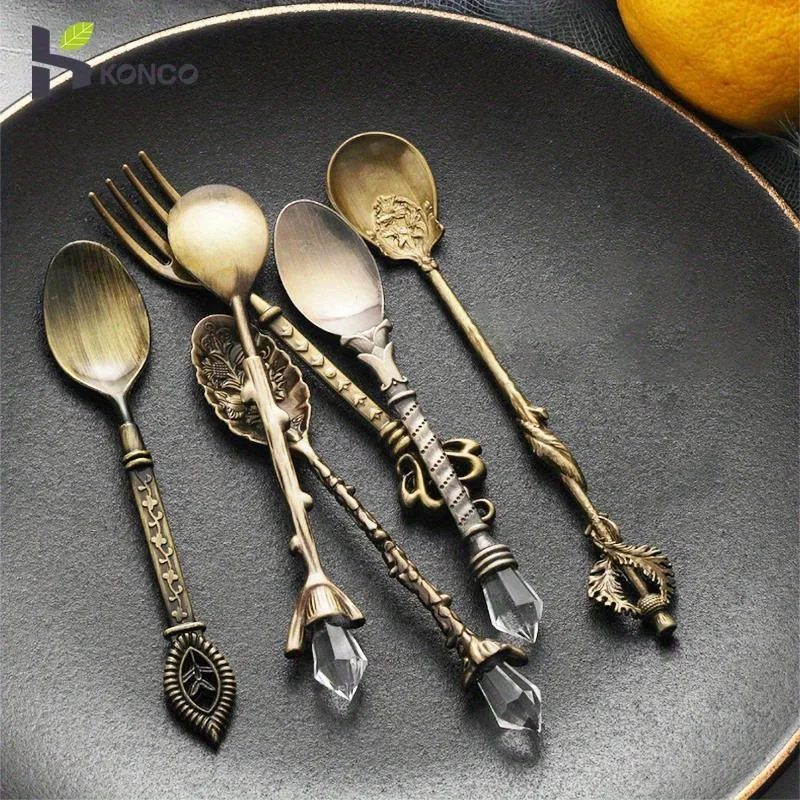 6 uds cucharas Vintage tenedor - Gold Plated Cutlery reseña y precio