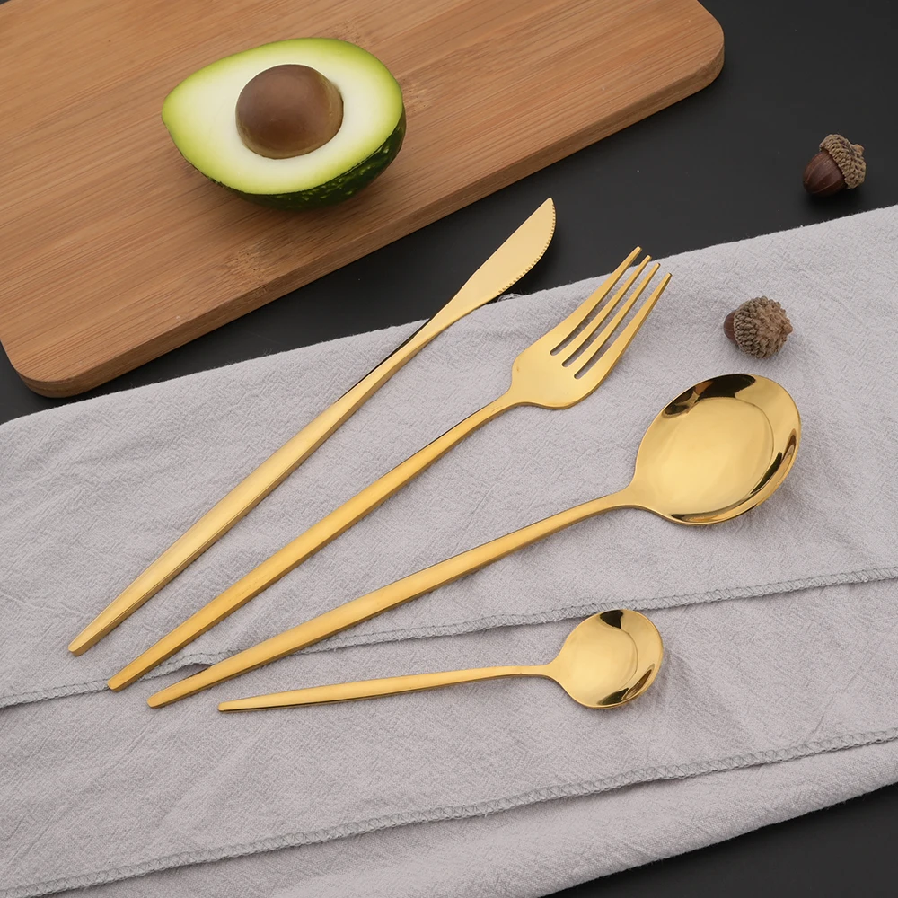 Vajilla de oro verde de 16 Uds - Gold Plated Cutlery reseña y precio