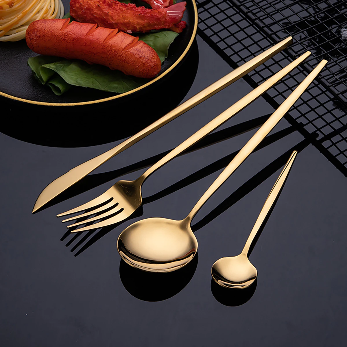 Vajilla dorada de 16 Uds., jue - Gold Plated Cutlery reseña y precio