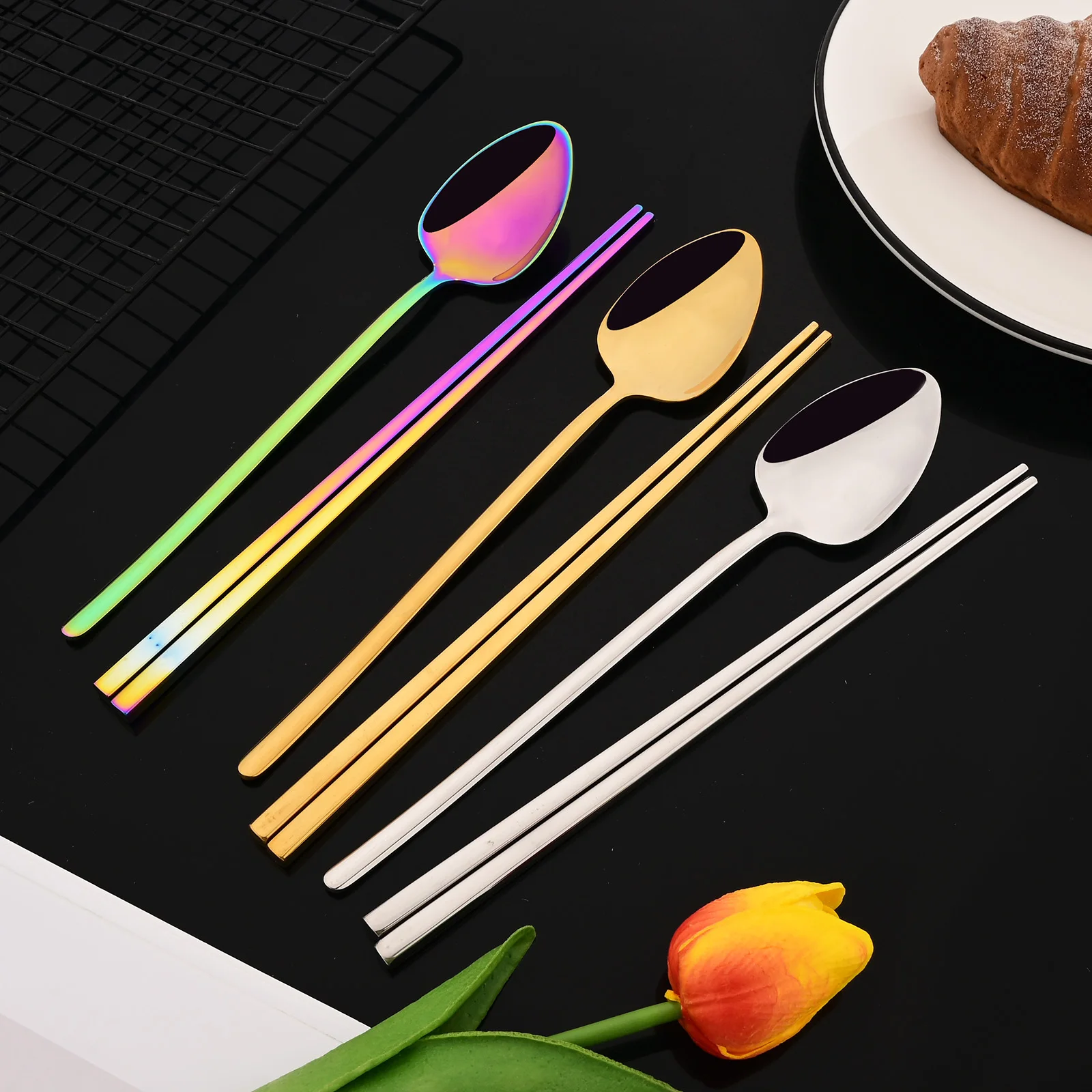 Juego de vajilla coreana de 8  - Gold Plated Cutlery reseña y precio